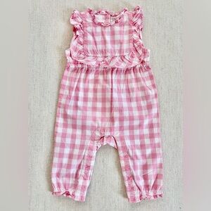 Janie and Jack Pink Gingham Ruffle Jumpsuit Sz 3-6 Months